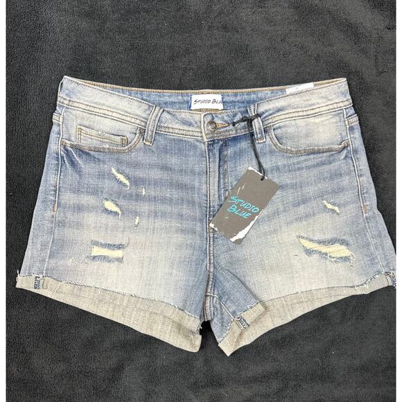 Studio Blue Kadence Super High Rise Distressed Denim Short - Indigo - Size 29 - Picture 6 of 12